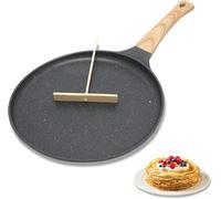 Poêle à crêpes - HAUTSTORE - 28 cm - Antiadhésif en granit - Poignée en bakélite - Compatible induction