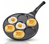 Poêle à crêpes monobloc, poêle antiadhésive, crêpière, mini crêpes, 7 positions, plusieurs styles, visage souriant, dessin animé, plat, poêle à crêpes, crêpes pour le petit-déjeuner, convient à la cui