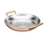 Poêle à double oreilles en acier inoxydable, poêle à paella espagnole en acier inoxydable 304, poêle de cuisson de fruits de mer martelée à la main, ustensiles de cuisine avec deux poignées for la mai