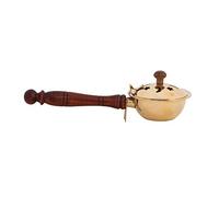 Poêle à encens DSCHIDDA en Laiton avec Une poignée en Bois et Un Couvercle, L: 18 cm, H: 6 cm, Ø 8,5 cm