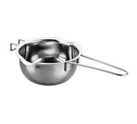 Poêle à fondre en acier inoxydable pour chocolat et bonbons avec casserole chauffante pour sauce, crochet avant et double bec verseur pour une utilisation sûre et pratique (28 cm)