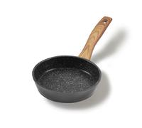 STONELINE Back to Nature Poêle à Frire 14 cm, Poêle à Omelette, Poêle à Revêtement Antiadhésif avec de vraies particules de pierre, adaptée à toutes les plaques de cuisson, Poignée en motif bois