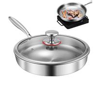 Poêle à frire antiadhésive avec couvercle, design durable et à chauffage uniforme, idéale pour la maison, l'appartement, le restaurant, la cuisinière à induction, le gril, le camping, les crêpes, tail