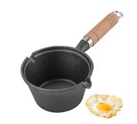 Poêle à frire antiadhésive avec poignée en bois plate en fonte conçue pour les œufs et les crêpes, outil de cuisine, barbecue, petite poêle à œufs en fonte pour omelettes et soupe