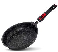 Poêle à Frire Antiadhésive | Enduit de marbre | Poignée amovible | Plaques de cuisson électriques à gaz à induction Coffre-fort | Gain de place facile à nettoyer (1, 24 CM)