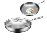 Poêle à frire antiadhésive - Poêle à frire avec couvercle - Batterie de cuisine résistante aux rayures - Poêle multifonction pour griller, cuire au four électrique