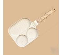 Poêle à frire antiadhésive triple surface avec couvercle en verre et ustensiles de cuisine pour œufs steak sur induction gaz électrique (beige)