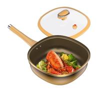Poêle à frire avec couvercle | Pan de profonde | Induction Grill à poêle électrique compatible | Ustensiles de cuisine antiadhésifs en en en titane avec option de vapeur,