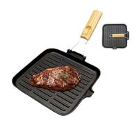 Poêle à frire carrée en fonte avec poignée pliable pour cuisinière de cuisine, four, feu de camp, grill, 20 cm
