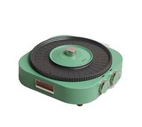 Poêle à frire domestique électrique sans fumée, gril chaud, Machine de cuisson Barbecue, ustensiles viande, outil BBQ, commande Double bouton Facile à nettoyer(Light Green)