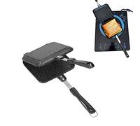 PoêLe à Frire Double Face, PoêLe à Sandwich Revêtement Antiadhésive pour Cuisinière de Camping, Moule avec Poignées Résistantes à La Chaleur pour Les Gaufre Toasts Petit-Déjeuner