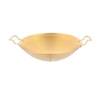 Poêle à frire en acier inoxydable à double poignée martelée à fond plat wok sauteuse poêle à frire pour ustensiles de cuisine pour la maison ou Restaura doré, 30 cm