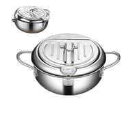 Poêle à frire en acier inoxydable, poêle à soupe, cuisinière à induction domestique, pot universel à double fond pour cuisinière, avec thermomètre, poêle à frire avec écoap