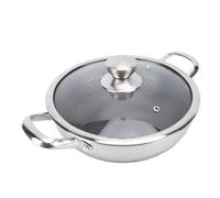 Poêle à Frire en Acier Inoxydable, Sauteuse Antiadhésive, Moule à Cuisson avec Couvercle, Friteuse à Double Poignée pour Tables de Cuisson à Induction et Gammes de Gaz (30cm)