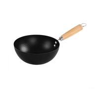Poêle à frire en fer avec poignée en bois - Wok à fond plat anti-adhésif pour cuisinières électriques à induction | Batterie de cuisine pour sauter, frire | 18 | 28 cm (20 cm)