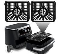 Poêle à frire GCQ pour friteuse Ninja Foodi Air Fryer Dual Zone 10,4L 7en1 AF500EU,lot de 2 accessoires de remplacement pour friteuse, plateau et pare-chocs en caoutchouc