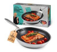 Poêle à Frire Inox Poêle 24cm Antiadhésif Rayures Structure Alvéolée Tous Feux