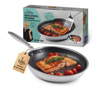 Poêle à Frire Inox Poêle 24cm Antiadhésif Rayures Structure Alvéolée Tous Feux