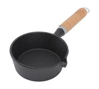 Poêle à Frire Mini, Poêle en Fonte Pré-assaisonnée (13 * 5cm) | Chauffage uniforme, Nettoyage facile, Cuisson rapide, Conception durable, Manche en bois massif