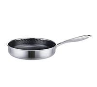 Poêle à frire multifonctionnelle en acier inoxydable 304 de qualité alimentaire Wok Poêle à trois couches Gril de cuisson Batterie de cuisine sans fumée (couleur : 26 cm sans couvercle)