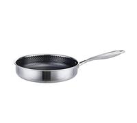 Poêle à frire multifonctionnelle en acier inoxydable 304 de qualité alimentaire Wok Poêle à trois couches Gril de cuisson Batterie de cuisine sans fumée (couleur : 26 cm sans couvercle)