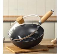 Poêle à frire polyvalente en fer 18cm avec couvercle verre, sauteuse 3 en 1 + mini wok, antiadhésive, pour œufs FRITEUSE