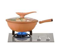 Poêle À Frire, Pot de Santé Antiadhésif en Argile Wok en Céramique Sain Cuisson À La Vapeur Et Cuisson, Wok antiadhésif en Terre Cuite avec Panier Vapeur Adapté À La Friture au Ragoût et À La Friture