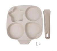 Poêle à frire pour hamburger à œufs compatible induction avec quatre trous pour préparer facilement le petit-déjeuner pour les matins bien chargés (beige)