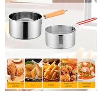 Poêle à Friture Profonde avec Panier | Friteuse d'Extérieur avec Panier Égouttoir Perforé | Passoire en Acier Inoxydable pour Poisson, Fruits de Mer, Poulet, Crevette, Cuisine et Salle à Manger