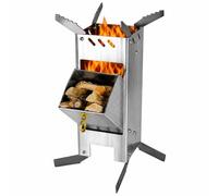 Poêle à fusée avec plaque de cuisson - Grande plaque de cuisson de 5 mm - Système d'emboîtement en acier massif de 3 mm d'épaisseur - Brasero à bois d'extérieur pour camping, barbecue, Dutch Oven