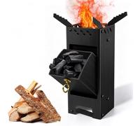 Poêle à fusée, système d'emboîtement en acier massif de 3 mm d'épaisseur, réchaud de camping, barbecue à bois pour extérieur, camping, cuisine et barbecue (noir)