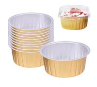 Poêle à gâteau ronde jetable en aluminium avec couvercle - 6 oz - Petit gobelet de cuisson polyvalent et non collant - Accessoires de transport pour le four pour le réfrigérateur - Pour pudding à