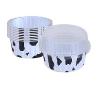 Poêle à gâteau ronde jetable en aluminium avec couvercle - 6 oz - Petit gobelet de cuisson polyvalent et non collant - Accessoires de transport pour le four pour le réfrigérateur - Pour pudding à