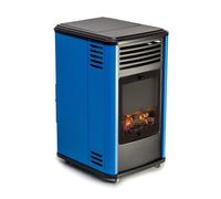Poêle à gaz 3,4KW Bleu et Noir - Chauffage d'appoint effet Feu de bois Manhattan Sahara
