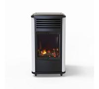 Poele à gaz 3400W Blanc et noir Chauffage d'appoint effet Feu Manhattan Sahara