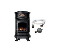 Poêle à gaz Fonte véritable 3,4KW noir Effet feu + Tuyau gaz + détendeur butane Provence