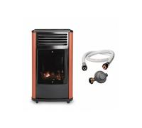 Poêle à gaz mobile Manhattan 3,4 kW Rouge et Noir 51x37xH67,5 cm Effet feu de bois
