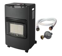 Poele à gaz pliable Noir 4200W Allumage Piezo Chauffage d'appoint gaz tuyau vissable + détendeur butane