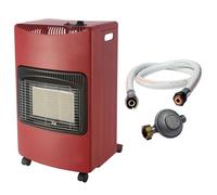 Poele à gaz pliable Rouge 4200W Allumage Piezo Chauffage d'appoint gaz tuyau vissable + détendeur butane