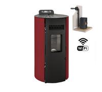 Poêle à Granulés 9 Kw avec Kit Ventouse et WI-FI Boston - Rouge