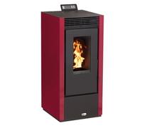 Poêle à granulés carré étanche USTICA bordeaux 14kW - Optimo