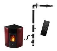 Poêle à granulés d'angle étanche Iseos 12,2 kW Bordeaux Sannover + Kit d'installation