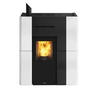 Poêle à granulés Edilkamin Blade H 15 Evo 14,9 kW Hydro Revêtement céramique blanc mat