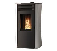 Poêle à granulés Edilkamin Dania Air Tight C 6 kW Flancs et partie supérieure en verre blanc