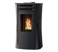 Poêle à granulés Edilkamin Dania Air Tight Plus 8 kW Flancs et partie supérieure en verre noir