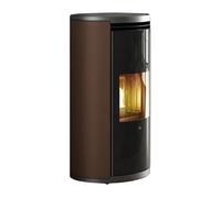 Poêle à granulés Edilkamin Evia 8 | 7,9 kW Façade en verre noir, panneaux latéraux - acier couleur bronze