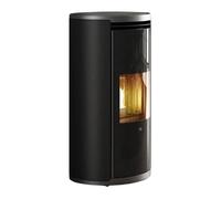 Poêle à granulés Edilkamin Evia 8 | 7,9 kW Façade en verre noir, panneaux latéraux - acier noir