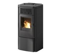 Poêle à granulés Edilkamin Klik 8,3 kW Revêtement en acier gris foncé + plaque de recouvrement en céramique gris foncé