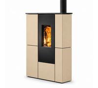 Poêle à granulés Edilkamin Tratto 9+ 9 kW Acier sable, Sortie des fumées arrière