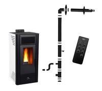 Poêle à granulés étanche Anita 11,6 kW Blanc Sannover + Kit d'installation